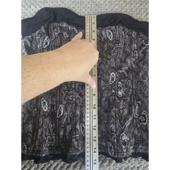 Tripp NYC Corset Top Small Black Gray Sugar Skull Lace-Up Goth Emo Y2K - Picture 7 of 11
